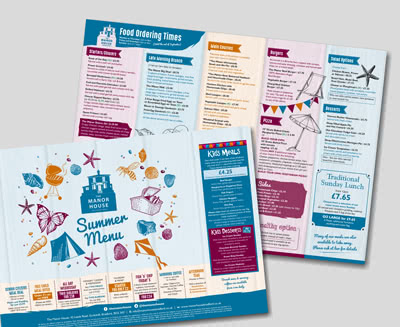 A3 Laminated Restaurant Menu A3 Laminated Restaurant Menu, Hand Illustrated Menu
