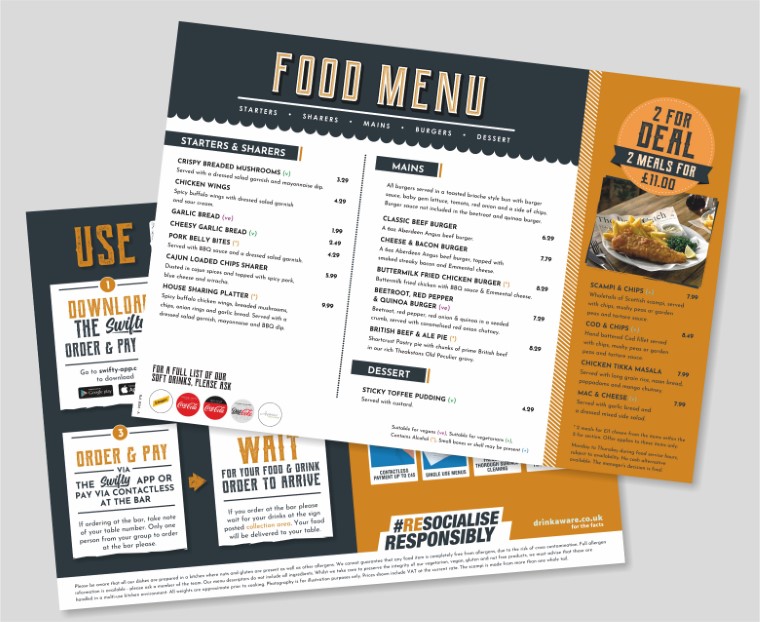 Picture of a Disposable and Single Use A4 Disposable Menus, Menu Printing from Low Cost Menus Picture of a Disposable and Single Use A4 Disposable Menus, Menu Printing from Low Cost Menus